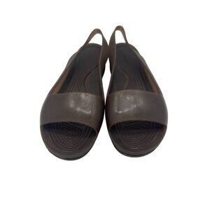 Crocs Womens Brown Slingback Sandals Size 7 Lightweight Casual Slip-On Shoes